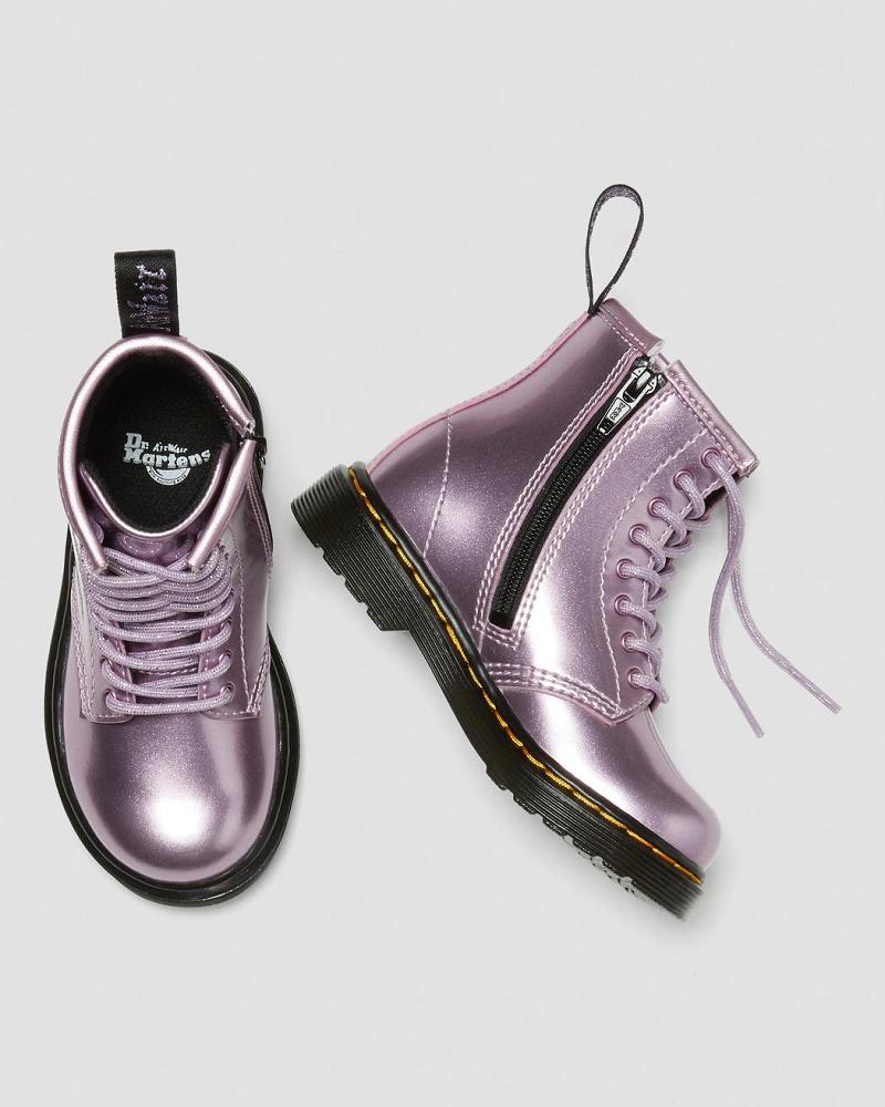 Kids' Dr Martens Toddler 1460 Metallic Lace Up Boots Pink | AU 696LIS